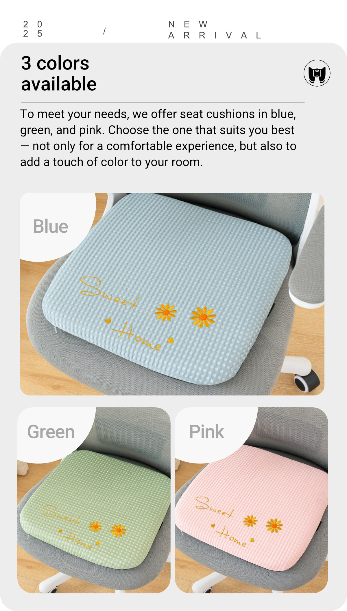 Cooling Fabric Square Chair Seat Cushion-8